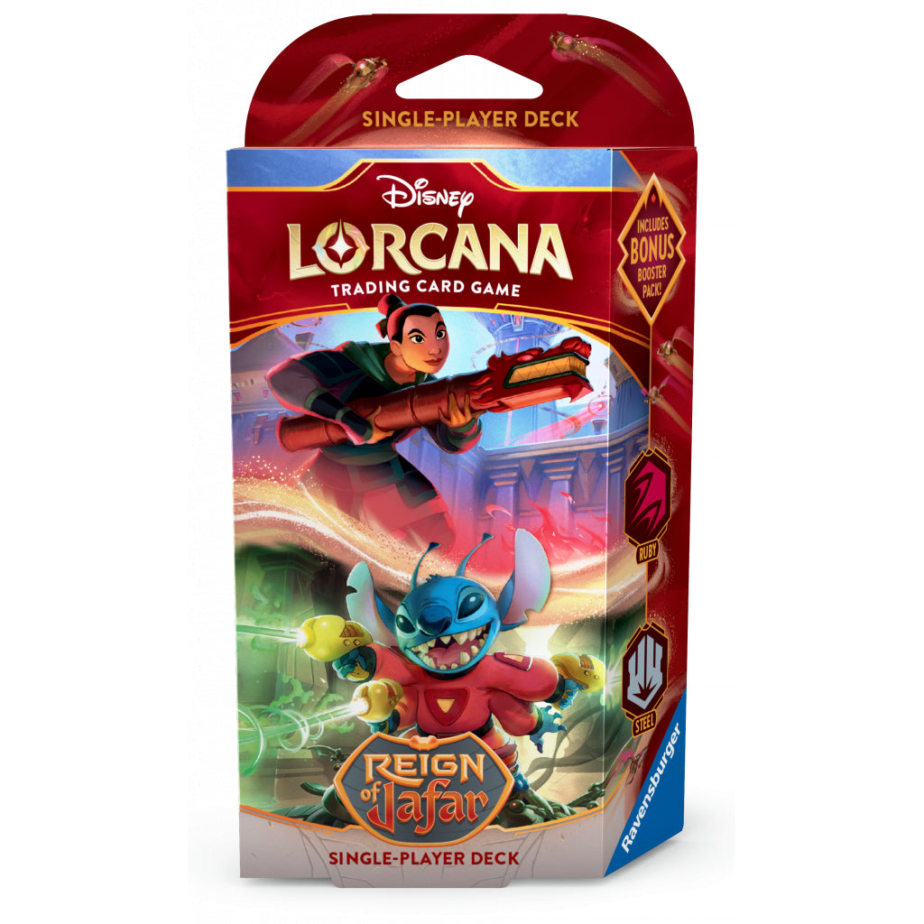 Disney Lorcana Reign of Jafar: Starter Deck, 60 Cards, Mulan & Stitch, English Edition